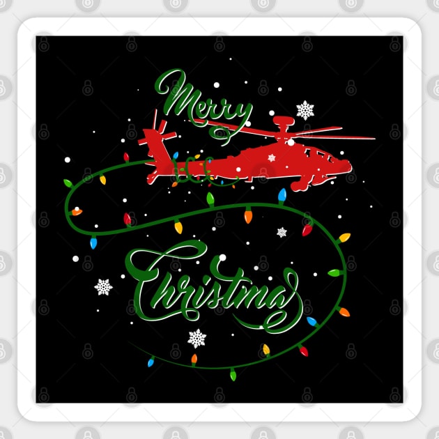 Gun Pilot - AH-64 Apache Merry Christmas Sticker by Aviation Designs